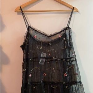 Iris see thru black floral dress